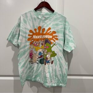 Vintage Nickelodeon Adult Men's  XL. Tie-Dye Graphic Tee - Mint Green